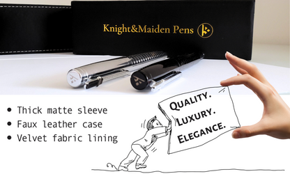 Luxury rollerball pen set for men, women fancy pens sword pens unique pens nice pens set journaling best pens for Men and Women Knight&Maiden (Black)